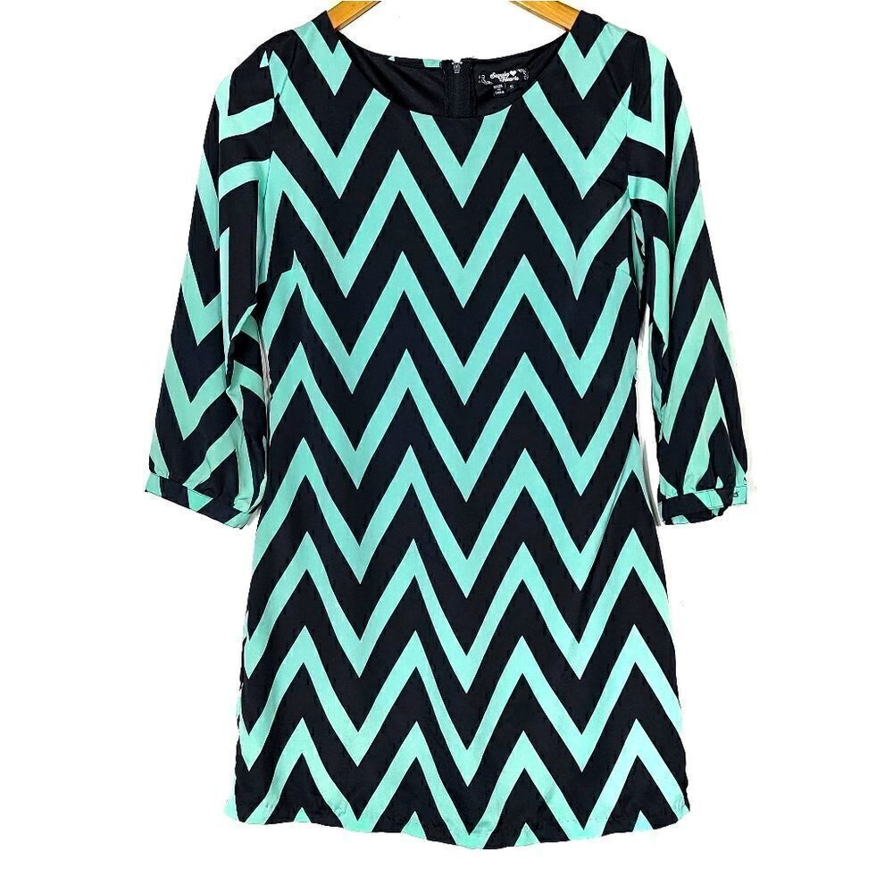 Sequin Heart mint and black chevron dress size 5